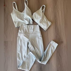 lululemon athletica Light Blue Leggings and Sports Bra Set